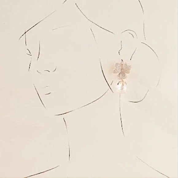 NEW ~ Anthropologie Made by Maddie Pink Travona Floral Pave Crystal & Pearl E… - Picture 10 of 16